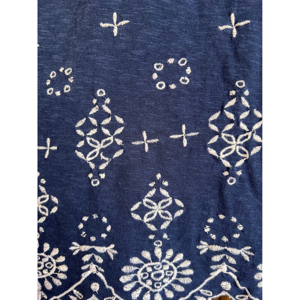 New Directions Weekend Navy Blue‎ Crochet Lace Embroidered Sleeveless Tank Top M - Picture 10 of 11